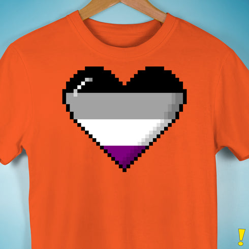 Asexual Pride 8-Bit Pixel Heart Premium Unisex T-Shirt - Orange
